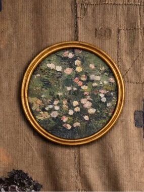 12x12 Vincent Van Gogh “Roses” Round Gold brass distress Frame